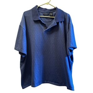 Knightsbridge 3X Blue Polo Shirt Patterned Short Sleeve Cotton Blend‎